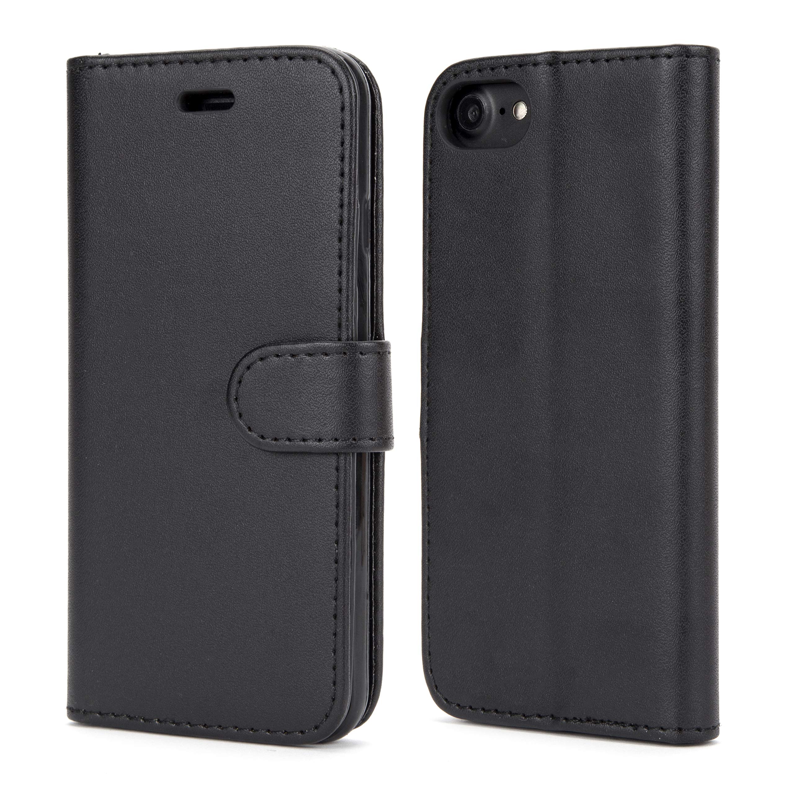 For iPhone 5 / 5S / SE Black Phone Case Premium Quality Leather Case Shockproof Slim Book Side Open Flip Wallet Phone Cover