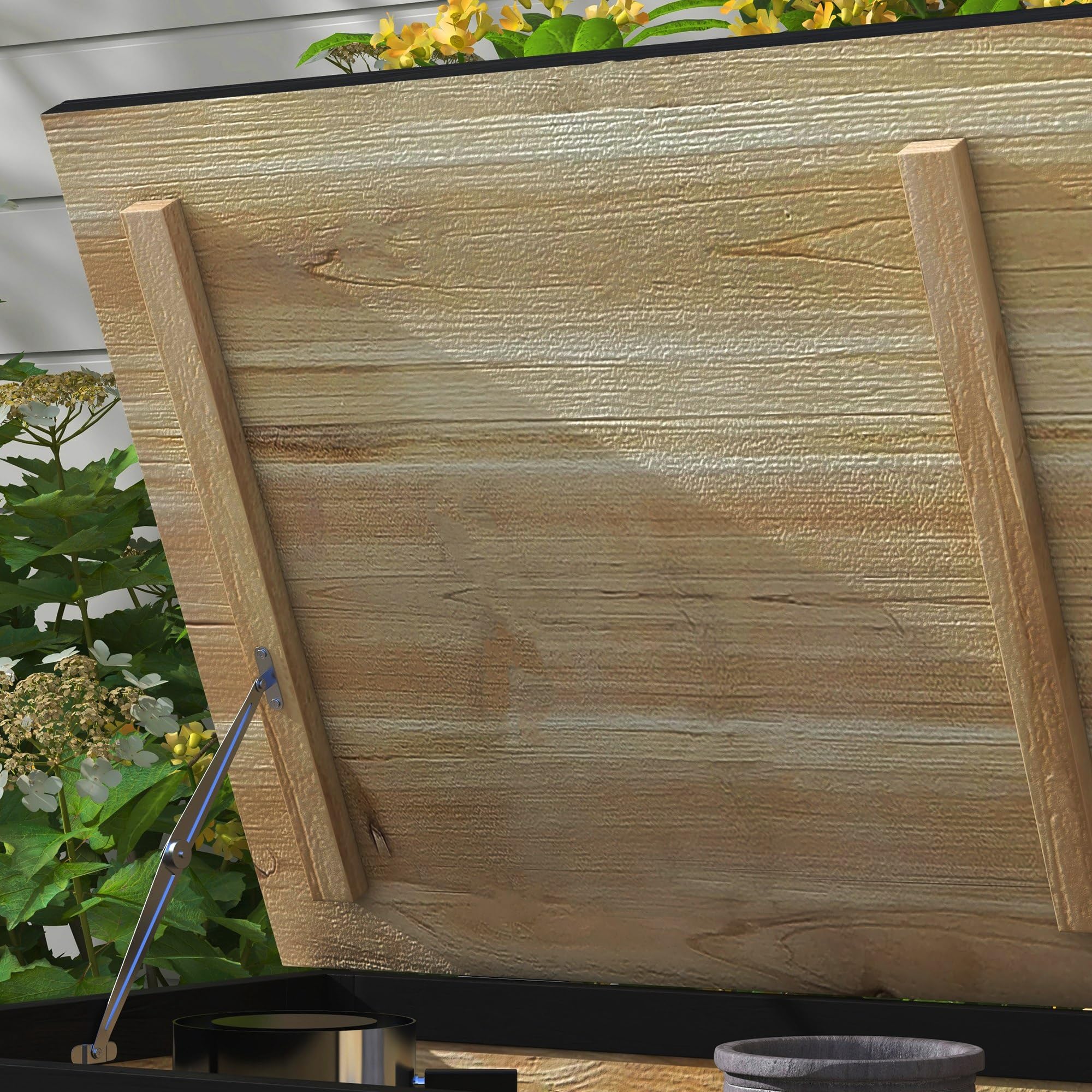 Outsunny Baúl de Exterior 121L Arcón Almacenaje de Madera con 4 Ruedas para Jardín Patio Balcón 100x50x43 cm Natural y Negro