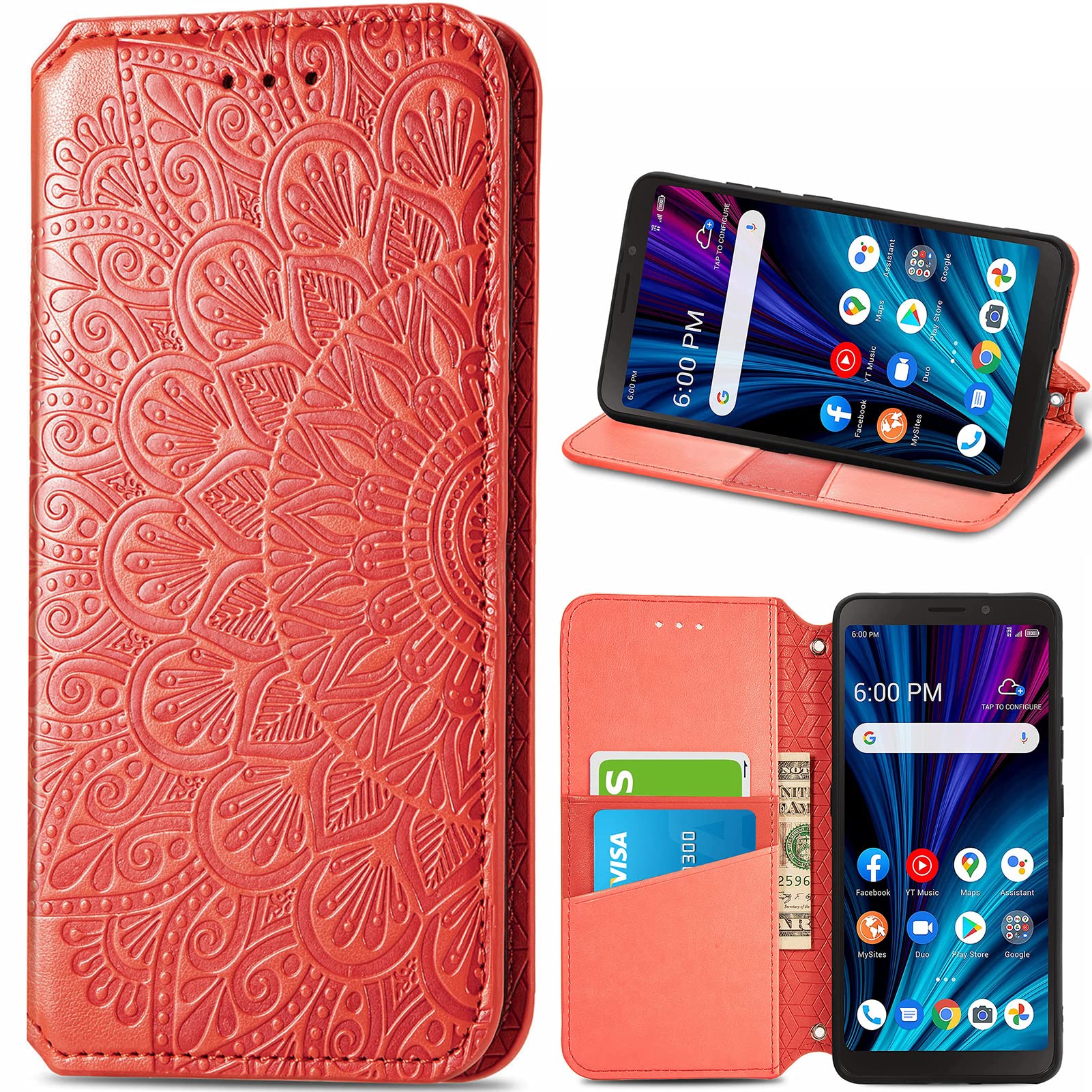 Mandala Pattern Case for Samsung Galaxy S21 FE [Magnetic Closure+Card Slot+Kickstand] Wallet Cover for Samsung Galaxy S21 FE-001