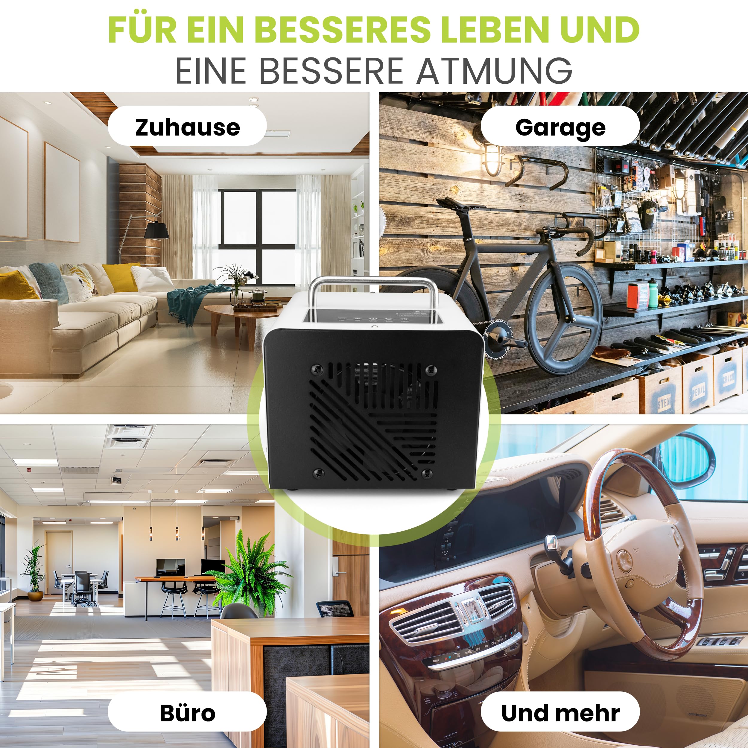 Ozongenerator, 40.000 mg/h Ozonleistung – Ozongerät Luftreiniger & Geruchsentferner für Auto, Wohnbereich, Küche, Keller, Gewerbe und mehr – Effizienter Raumluftdesinfektor für Frische & Reinheit