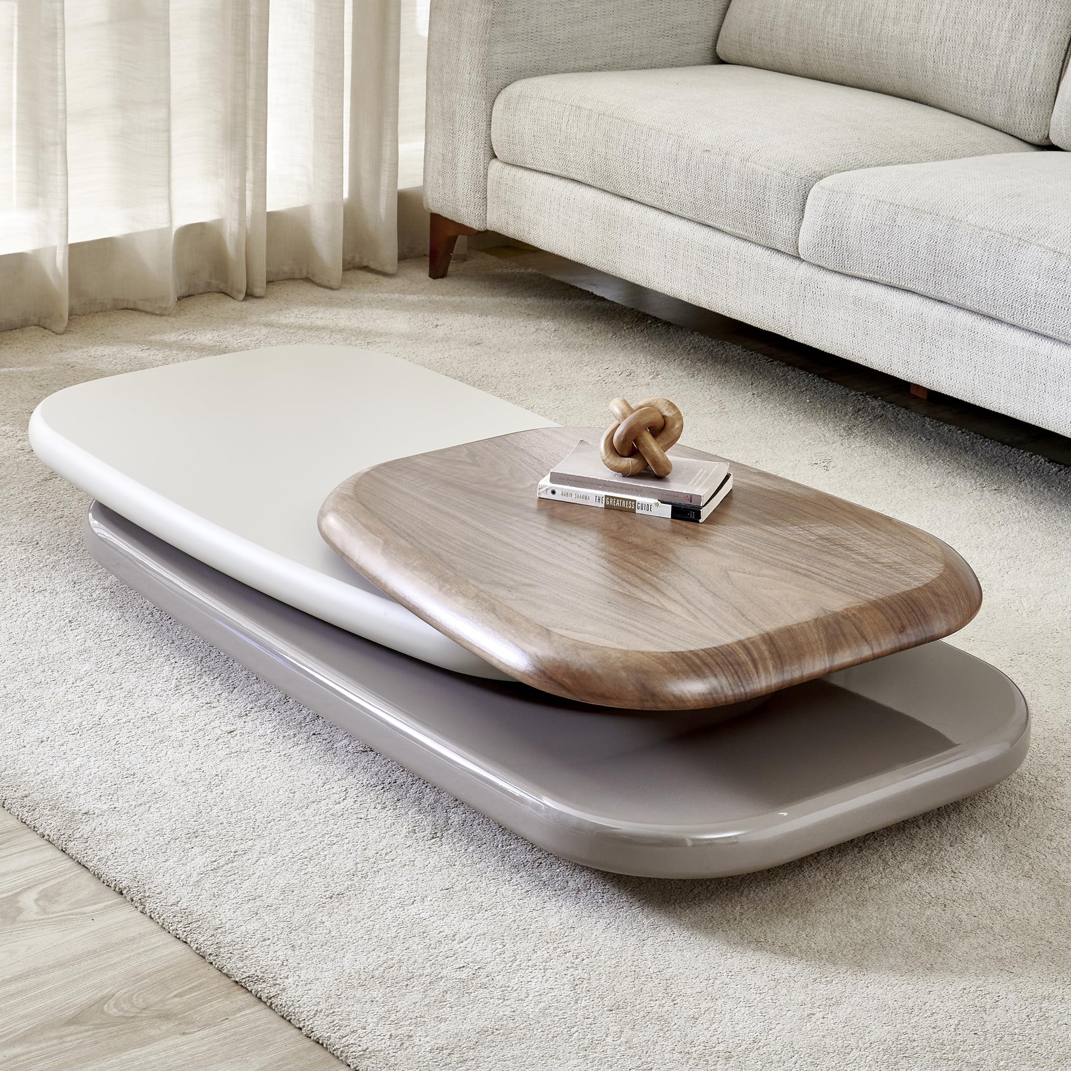 Home Centre | Plaza SwivelCoffee Tables | Center Table for Living Room | Engineered Wood | Walnut | 1 Year Warranty-picture-15