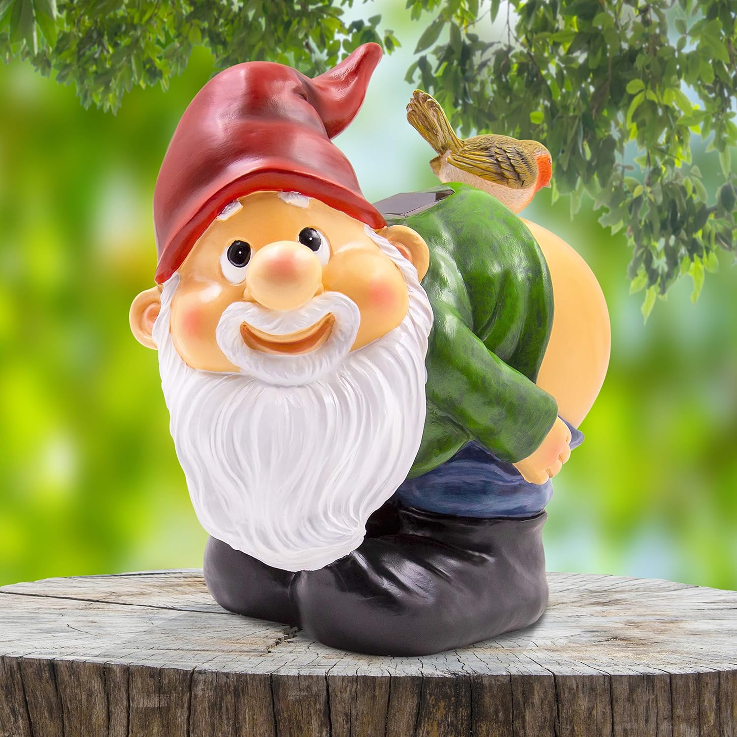 GardenKraft 12239 Cheeky Mooning Garden Gnome Statue/Solar Powered
