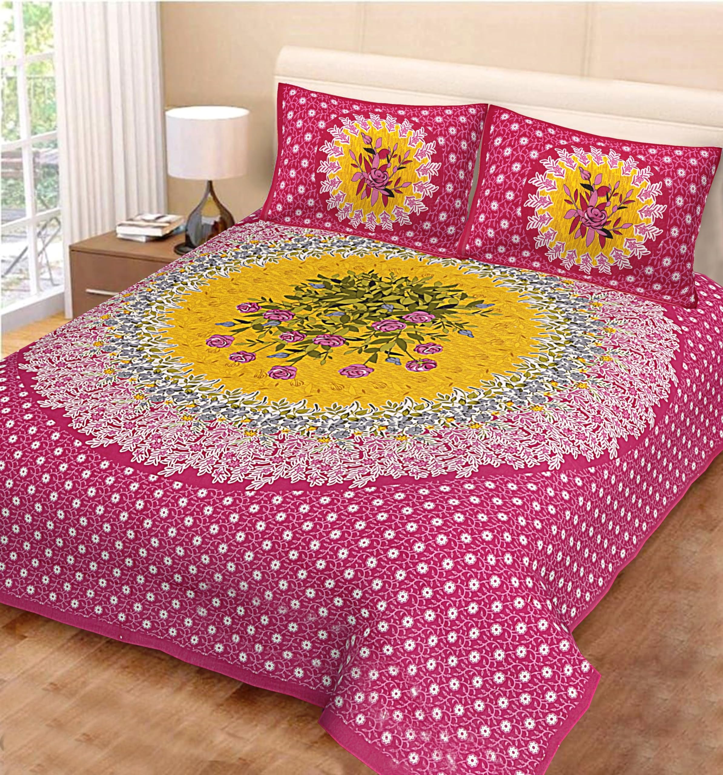 Cotton bedsheet for Double Bed Rajasthani Jaipuri Traditional Floral King Size Double Bedsheet with 2 Pillow Covers -Multicolor130 (B0D2Y9BXZV) Amazon Price History, Amazon Price Tracker