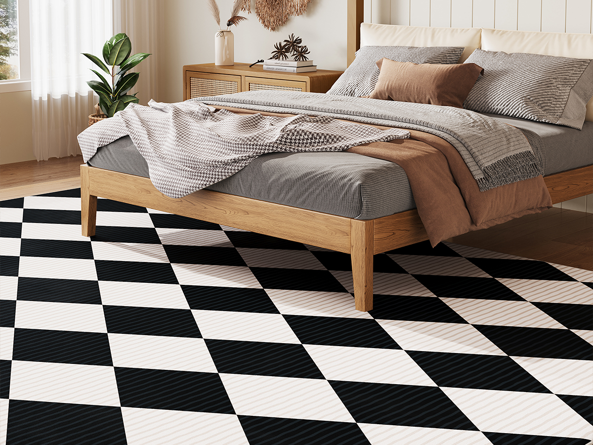 Amazon.com: ARKIIKI 6x9 Washable Checkered Rugs for Bedroom, Black