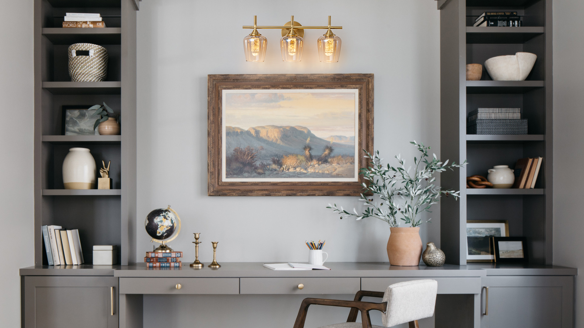 Image of foucasal 3 Light Brushed Gold Vanity Lights, Dimmable 5CCT Bathroom Light Fixtures with Gradient Glass Shades, Modern LED Vanity Lights for Over Mirror Bedroom Hallway