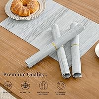 Vista 2 de Leetaltree - Juego de 6 manteles individuales, resistentes al calor, antideslizantes, para mesa de comedor, lavables, duraderos, tejido de PVC Azul