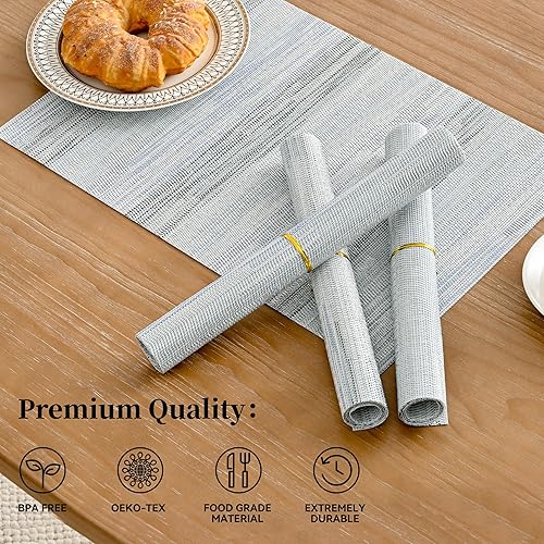 Miniatura 2 de Leetaltree - Juego de 6 manteles individuales, resistentes al calor, antideslizantes, para mesa de comedor, lavables, duraderos, tejido de PVC