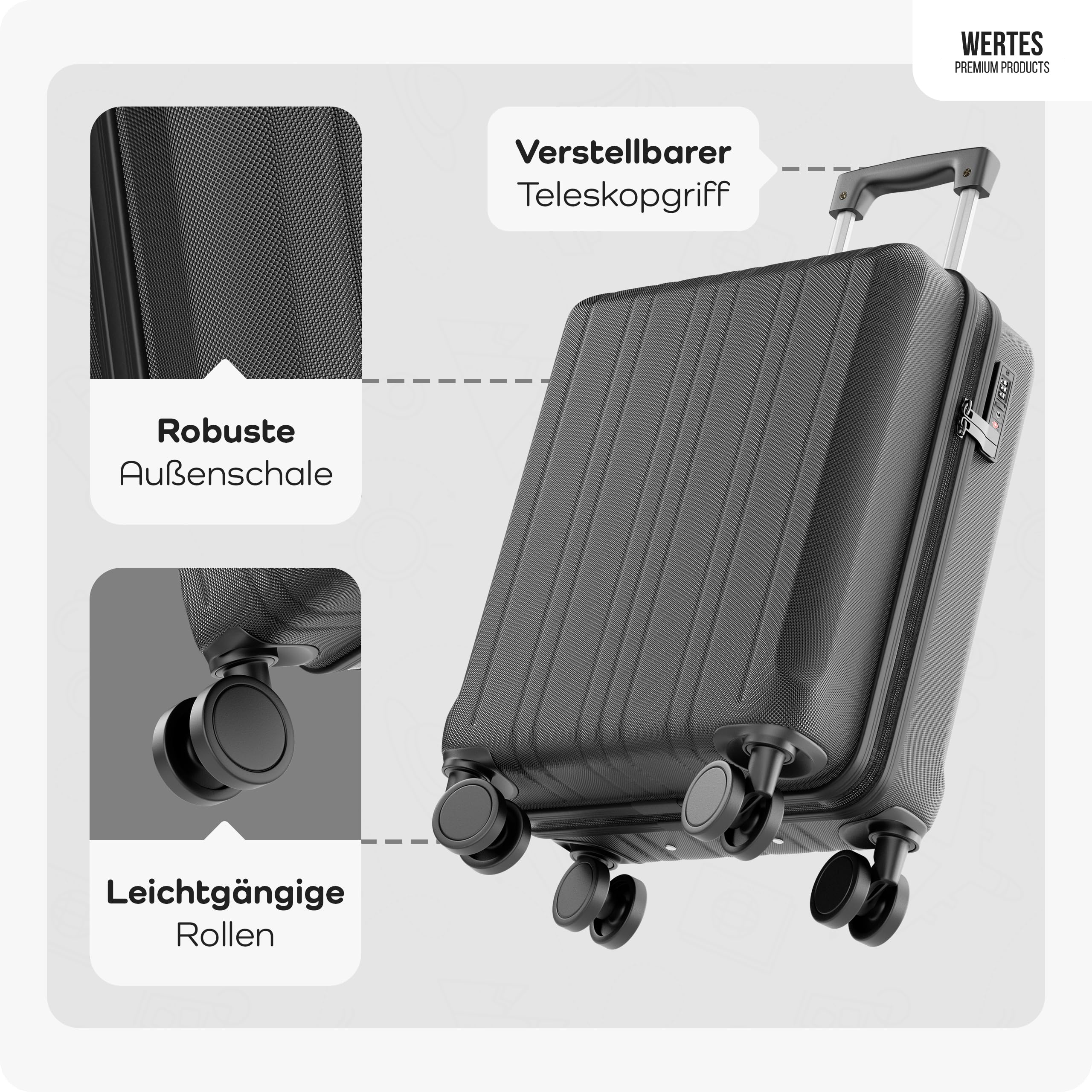 Handgepäck Koffer 55x40x20cm - 36L - TSA Schloss Koffer Handgepäcks mit Dopperollen, Reisekoffer, Handgepäck Trolley, Kabinenkoffer