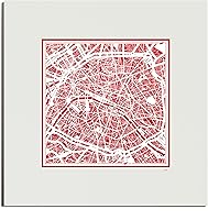 Vista 51 de O3 Design Studio Mapa de corte de papel Madrid negro mate de 20 x 20 pulgadas