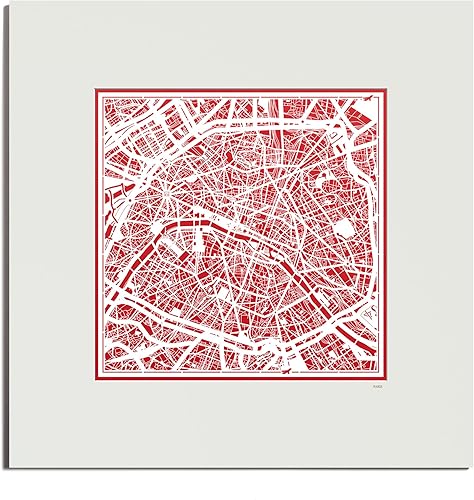 Miniatura 51 de O3 Design Studio Mapa de corte de papel Madrid negro mate de 20 x 20 pulgadas