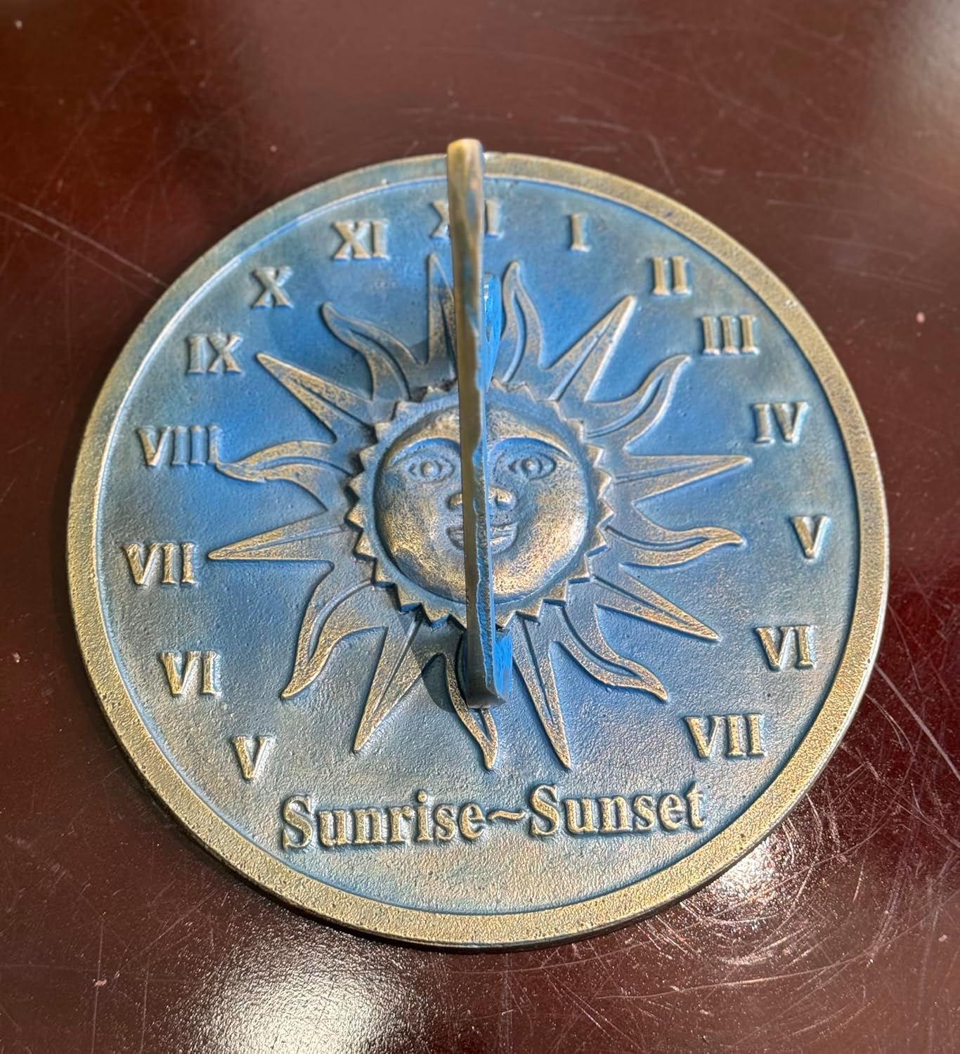 Beautiful Decorative 8" Sunrise~Sunset Garden Sundial Home, Office & Outdoor Decor, Birthday Gift, Couple Gift Idea
