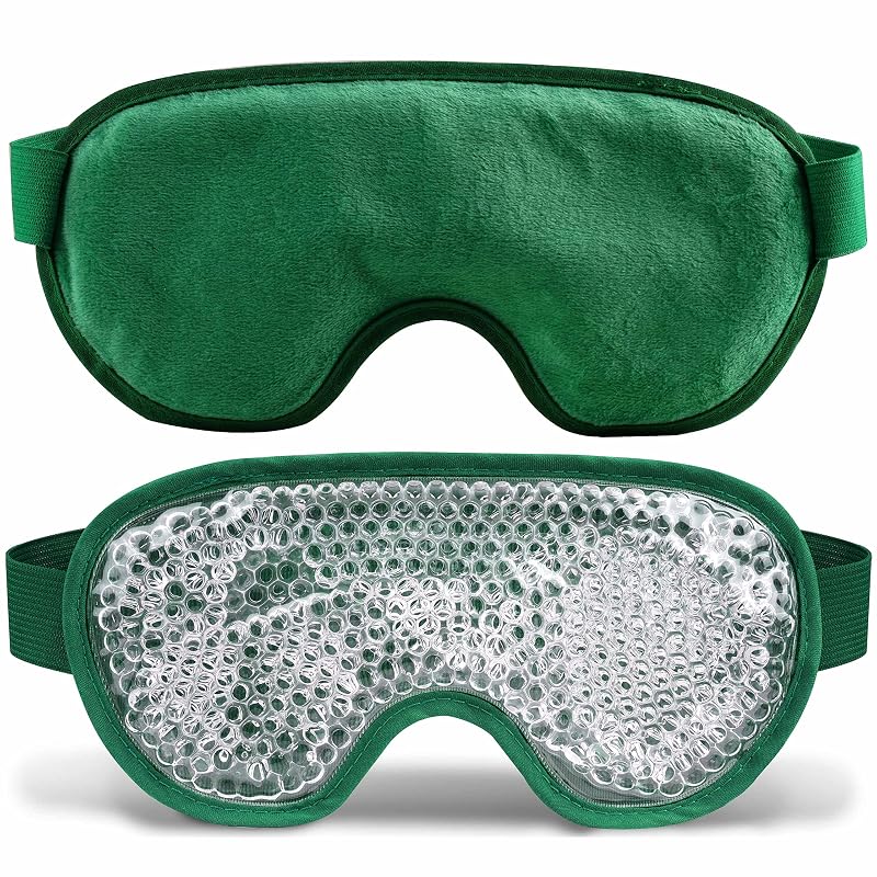 Máscara para os olhos com contas de gel reutilizável verde-escuro
