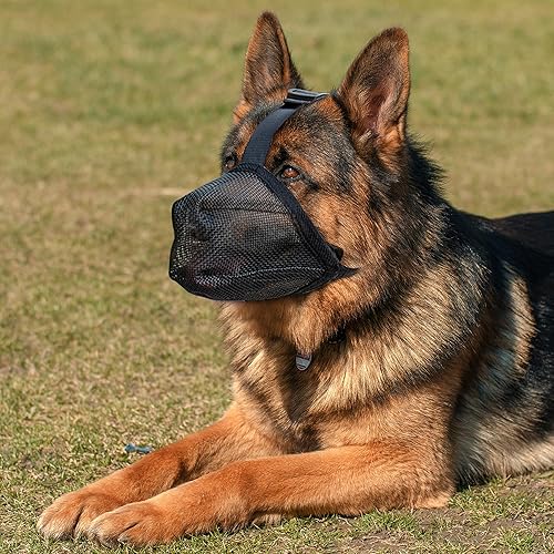 Miniatura 6 de Bozal para perros, para perros grandes, Golden Retriever L, bozal protector de cebo envenenado, transpirable, ajustable, malla suave, bozal para
