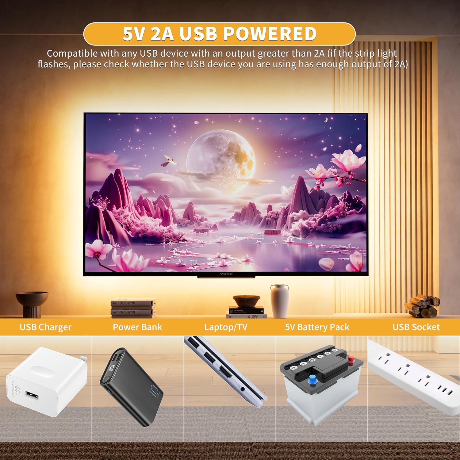 PAUTIX 5V USB COB LED Strip Light 6.56ft/2m 1200lm, Dimmable 640LEDs 2700K Warm White CRI90+ with RF Remote TV Backlight,Flexible Under Cabinet Tape Light for Bedroom,Kitchen,Home DIY Lighting
