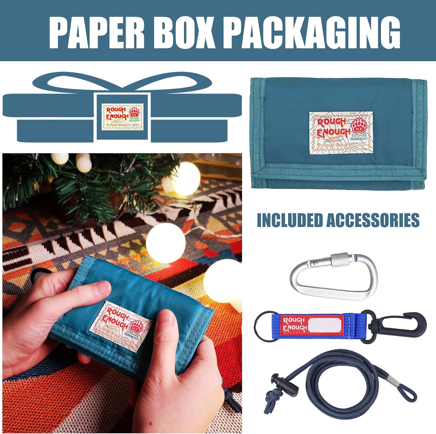 Rough Enough Kids Wallet for Boys Teens with Neck Lanyard Keychain Zipper Coin Pocket Card Holder Blue Soft Nylon - Image 8