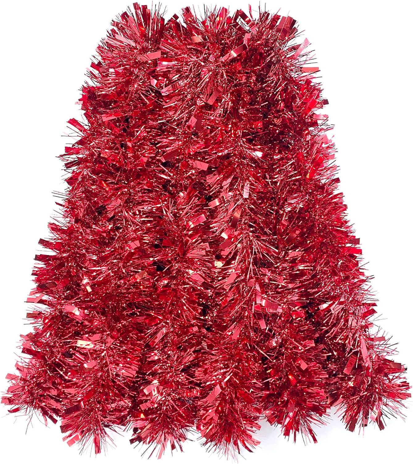 Apragaz Red Tinsel for Christmas Tree, 19.6 Ft Christmas Tinsel, Chunky Tinsel for Xmas Garland