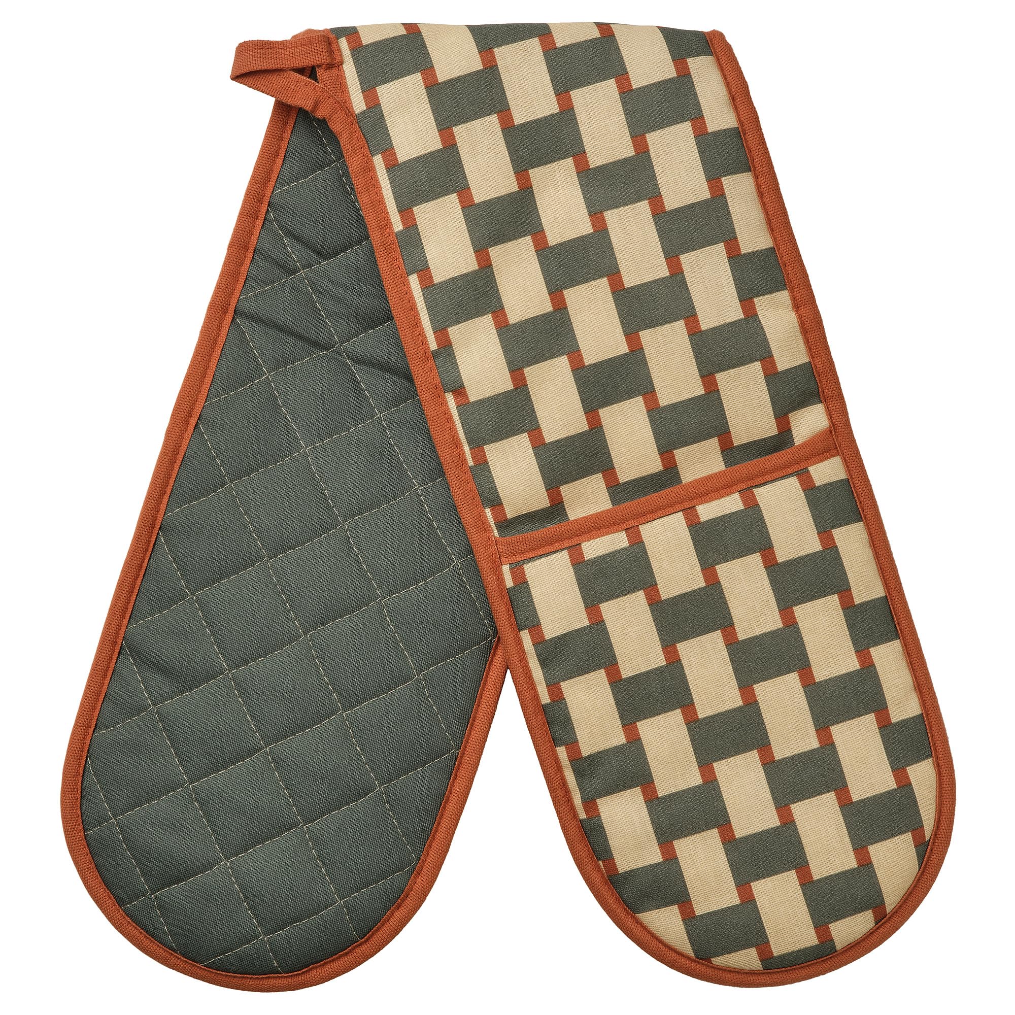 Gant de cuisine ProTuning RINNIG textile isolant beige et gris-vert pour plat chaud et cuisson