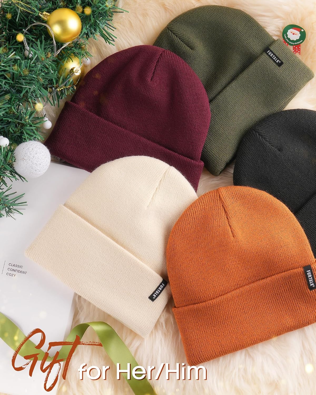 FURTALK Beanie Hat for Women Men Winter Hat Womens Cuffed Beanies Knit Skull Cap Warm Ski Hats