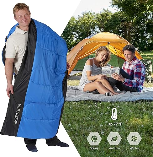 Miniatura 7 de VENTURE 4TH - Saco de dormir para mochilero, ligero, cálido, pero también para tiempo frío, para adultos, niños o parejas, ideal para senderismo,