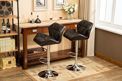 Miniatura 28 de Roundhill Furniture PC190BK Glasgow taburetes de bar con altura ajustable, Metal, gris Gris,Negro