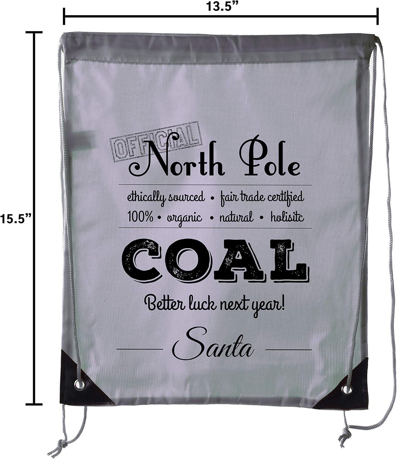 Official North Pole Coal Cinch Bag, Christmas Backpack, Santa Gift Bags!