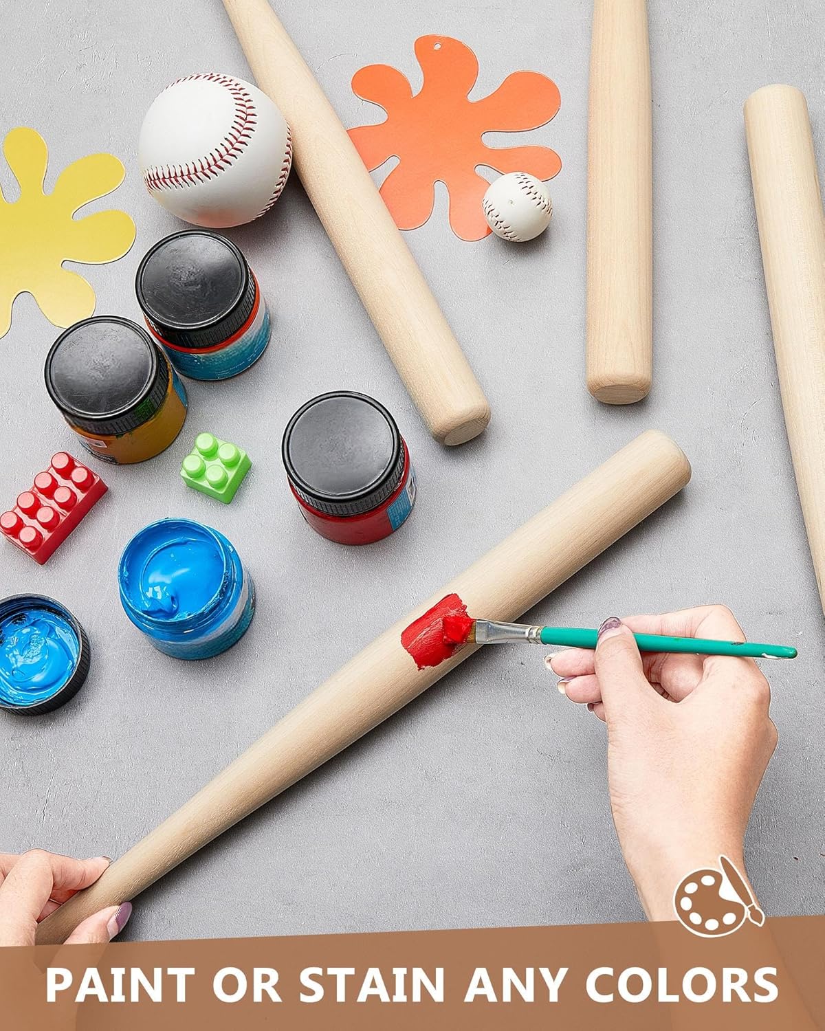 Juexica 4 Pcs Mini Baseball Bats 18 Inch Wooden Baseball Bat Craft Unfinished Wooden Unpainted Gift for Painting DIY Craft Projects Ball Sports Party Favors