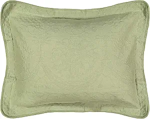 King Charles Modern Farmhouse Floral Matelasse Decorative Pillowcase, 100% Cotton Breathable Bedding, Standard Sham (20" x 26"), Sage
