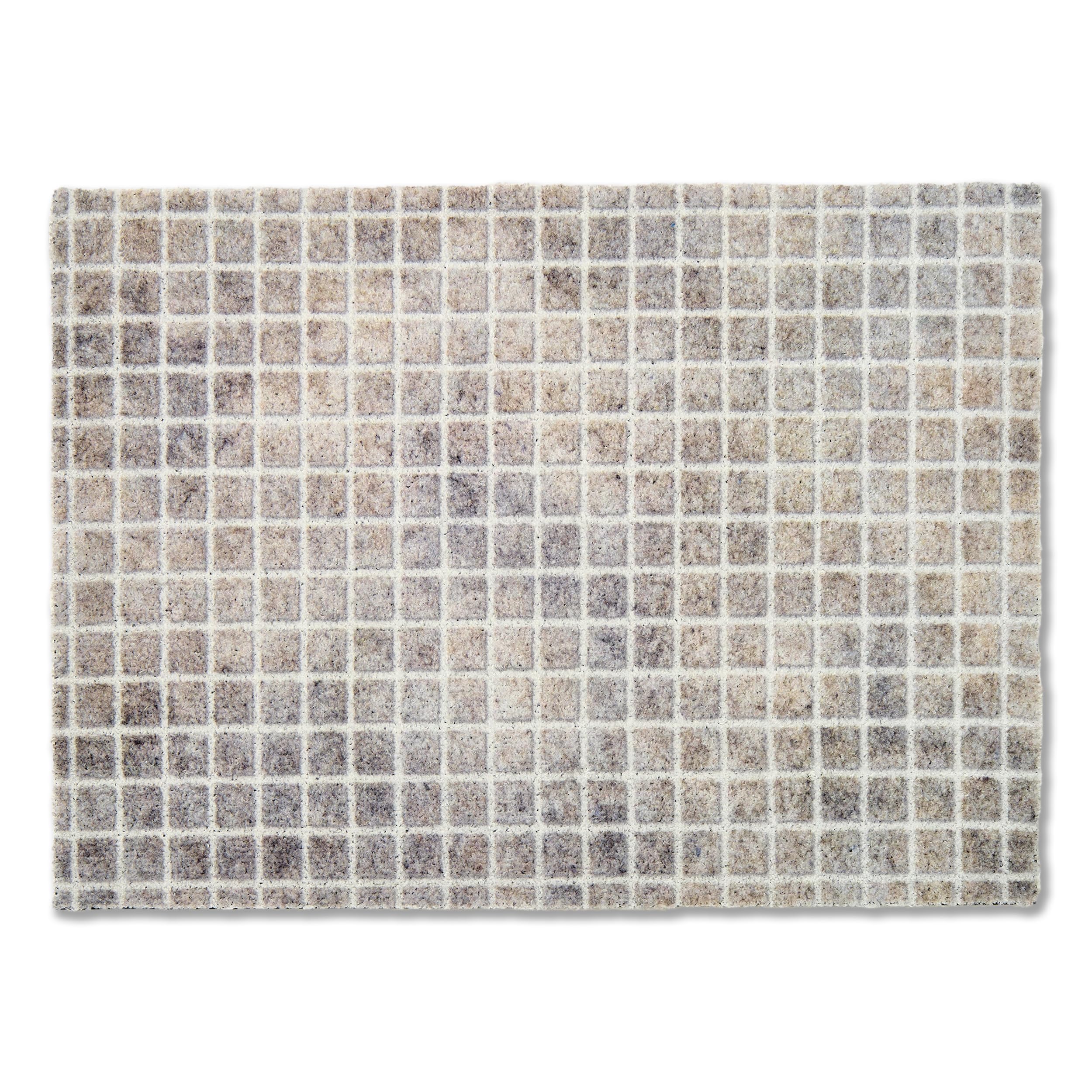 Schöner Wohnen Kollektion Wycieraczka na zewnątrz i do wewnątrz – mata zatrzymująca brud 67 x 100 cm, beżowa karo – antypoślizgowa mata do czyszczenia – wycieraczka do drzwi wejściowych – wycieraczka