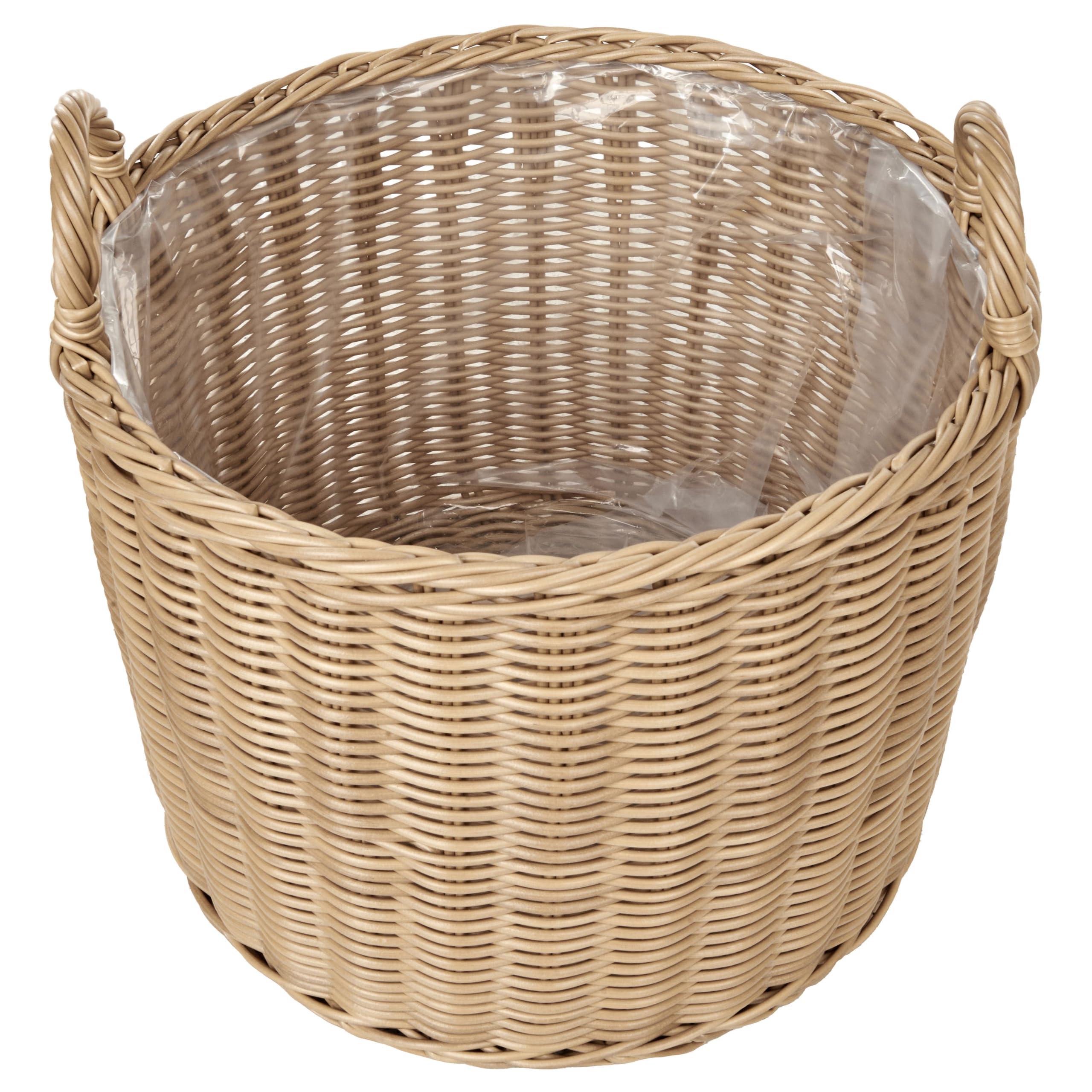 Blumenkorb Rattan natürlich 3er Set rund geflochten mit Folie Griffen Pendula