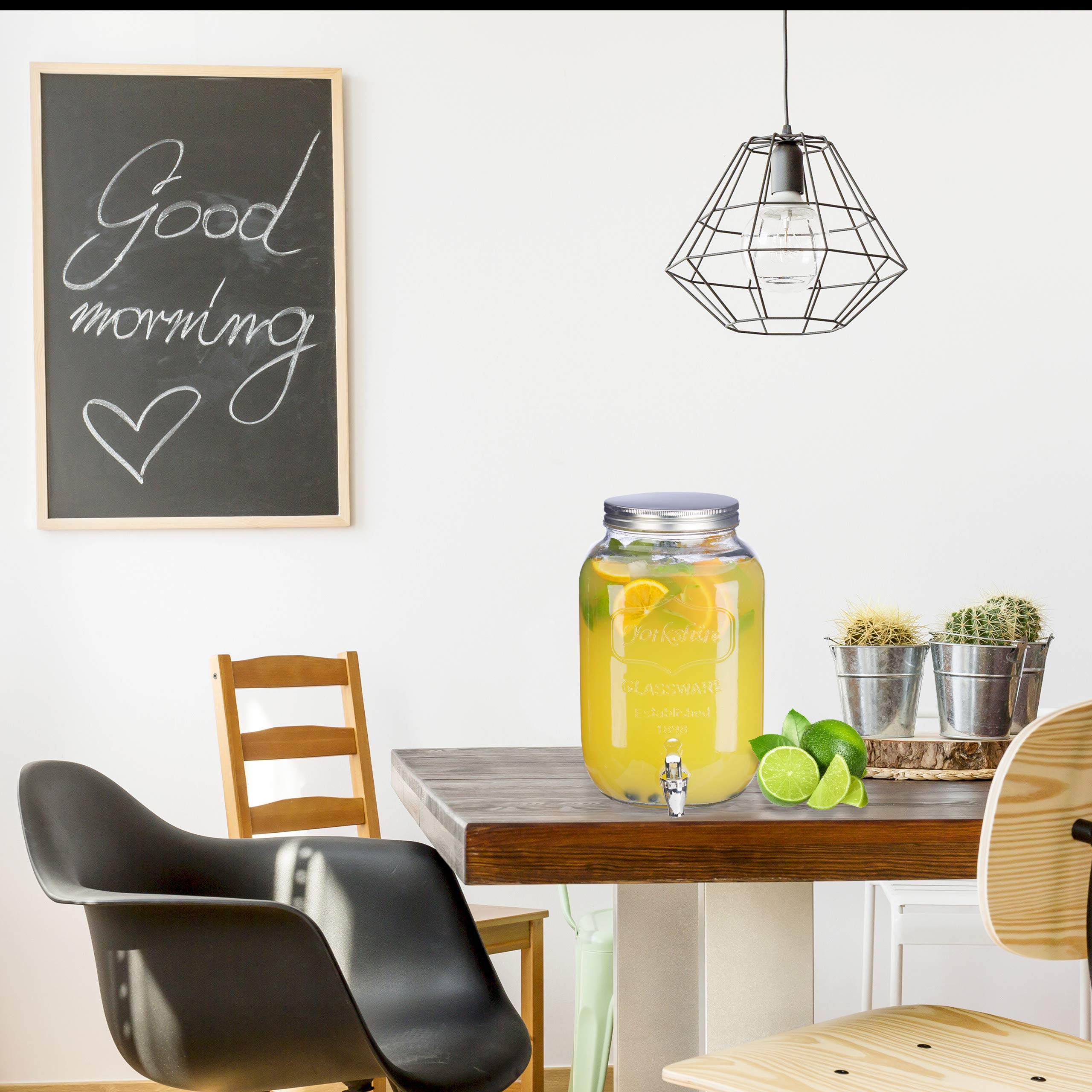 Relaxdays 2X Dispenser per Bevande 8 l, Contenitore in Vetro, alla Spina, con Rubinetto, Design Vintage, Trasparente