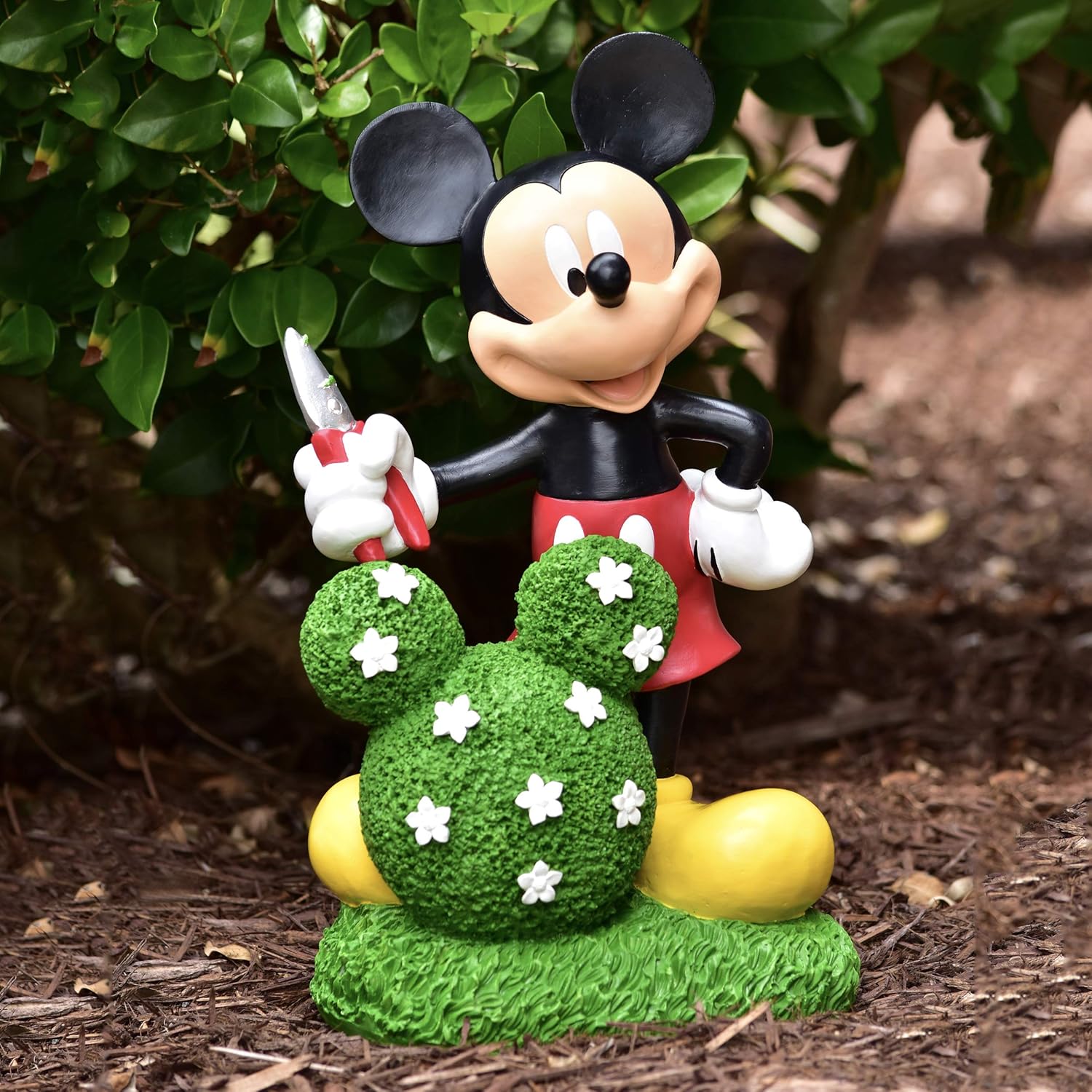 Large Mickey Mouse Topiary Garden Statue, Official Disney Product, Large 14 Inches Tall and 7 Inches Wide, Made of Stone Resin.