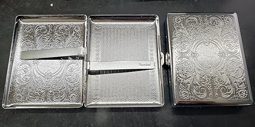 Wo® Estuche dispensador de cigarrillos con encendedor de butano Jet Torch (Contiene 8), color plateado, No Model, L, 1