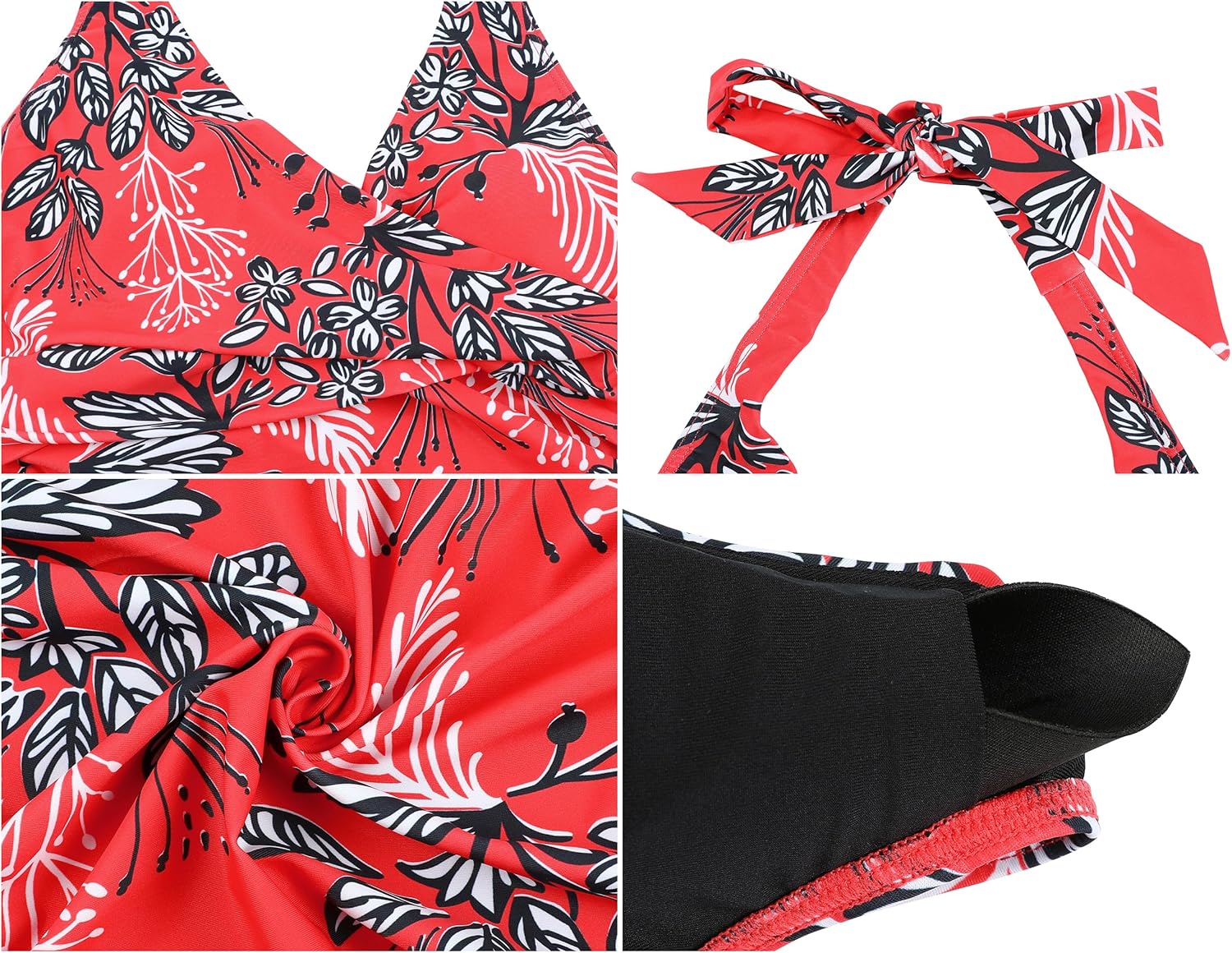 Mycoco Women's Underwire Tankini Top Tummy Control Bathing Suit Tops Halter Push Up Criss Cross Swim Top Only - Image 6