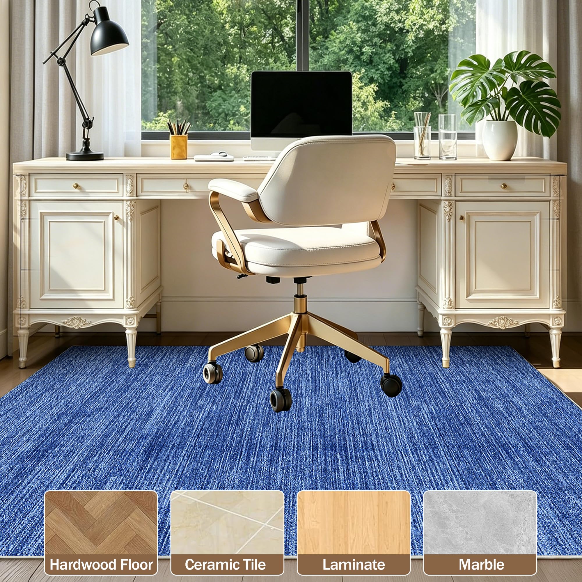 Tapis Chaise de Bureau, Tapis de Chaise Gaming 200 x 280 cm Bleu