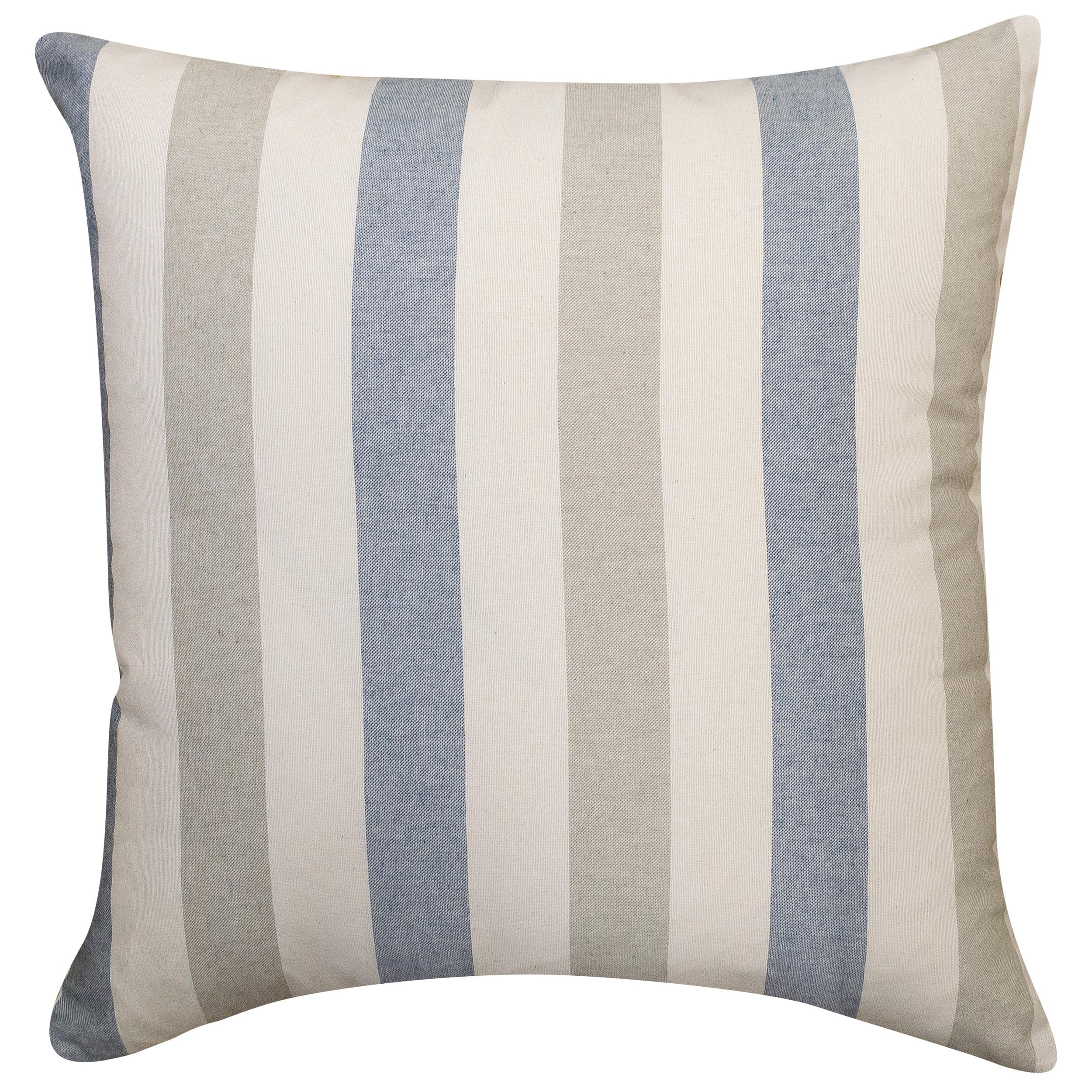 Linen Loft Denim Blue Harbour Stripe Extra-Large Cushion Cover. Soft Grey And Seafoam White Nautical Stripe Design. 23X23 Xl Cushion Cover Only.