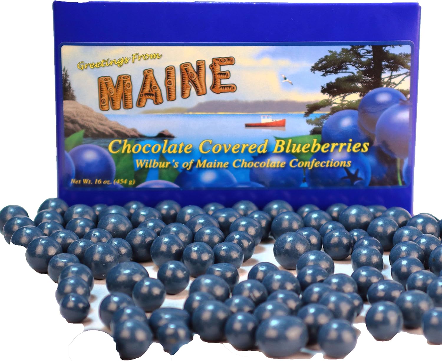 Wilbur's of Maine Chocolate Covered Blueberries, 1 Pound Box