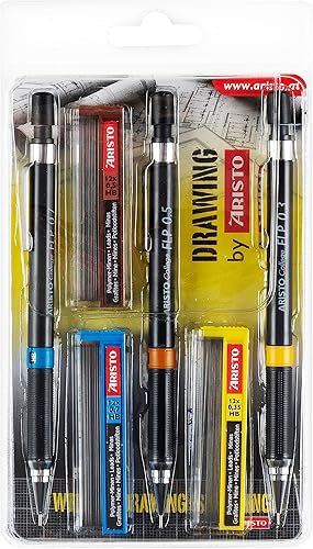 GEOCollege GEOtec - Juego de 3 portaminas (0,350,50.028 in, HB, color negro)