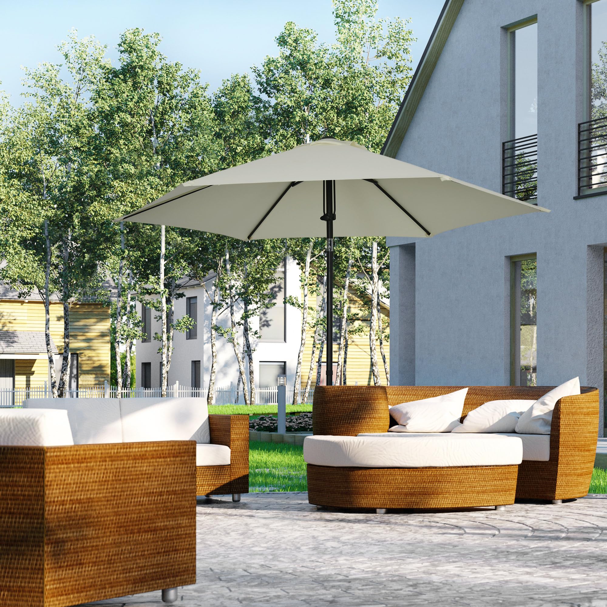 Outsunny Parasol de Jardin Inclinable Aération Ø 265 x 235H cm Gris Clair