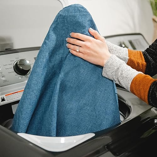 Miniatura 6 de Big Joe Imperial Lounger - Puf otomano relleno de espuma con funda extraíble, color azul pacífico, poliéster tejido duradero, 2 pies