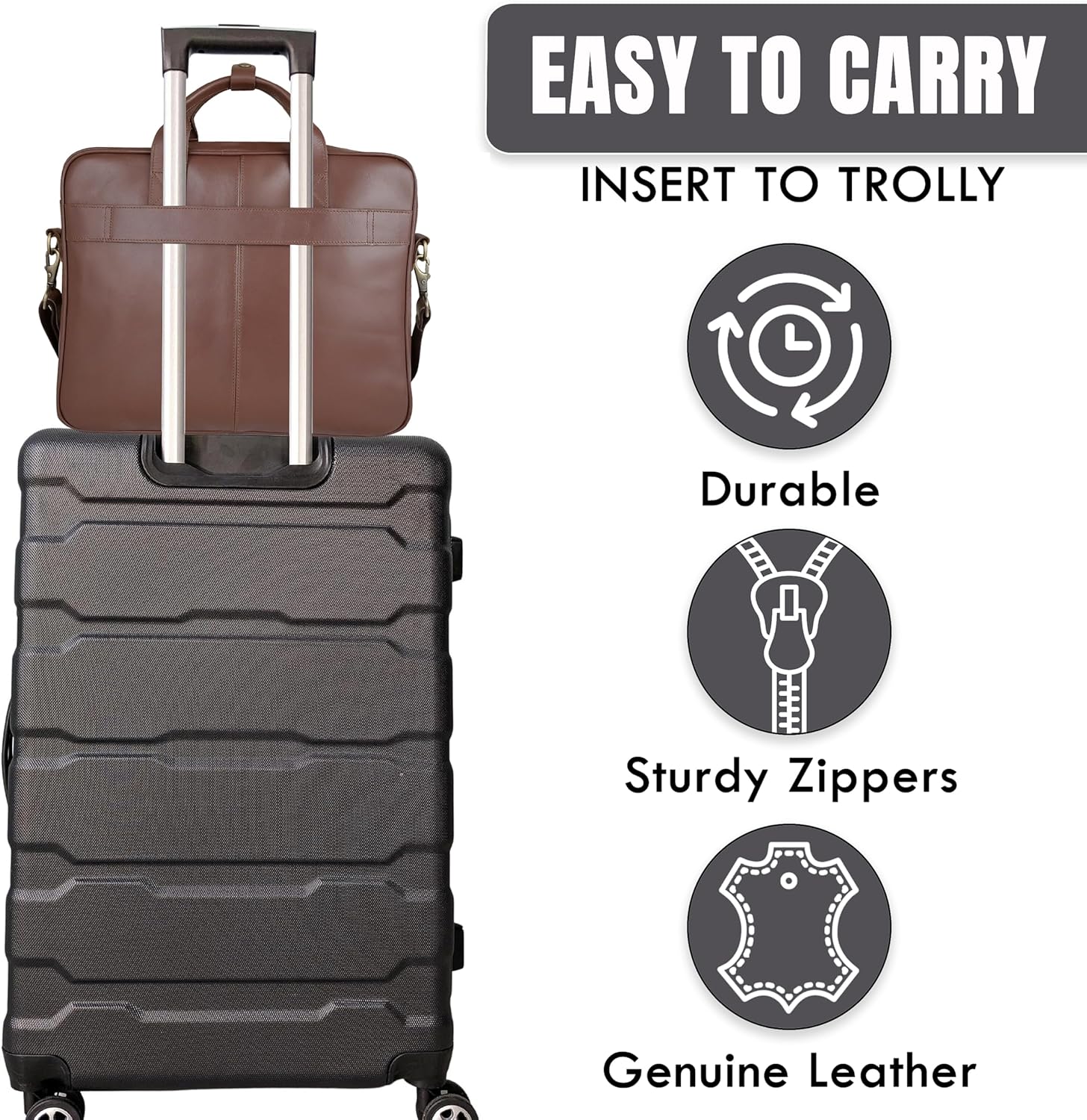 16" Leather Laptop Bag for Men and Women - Meeting Bag / Briefcase