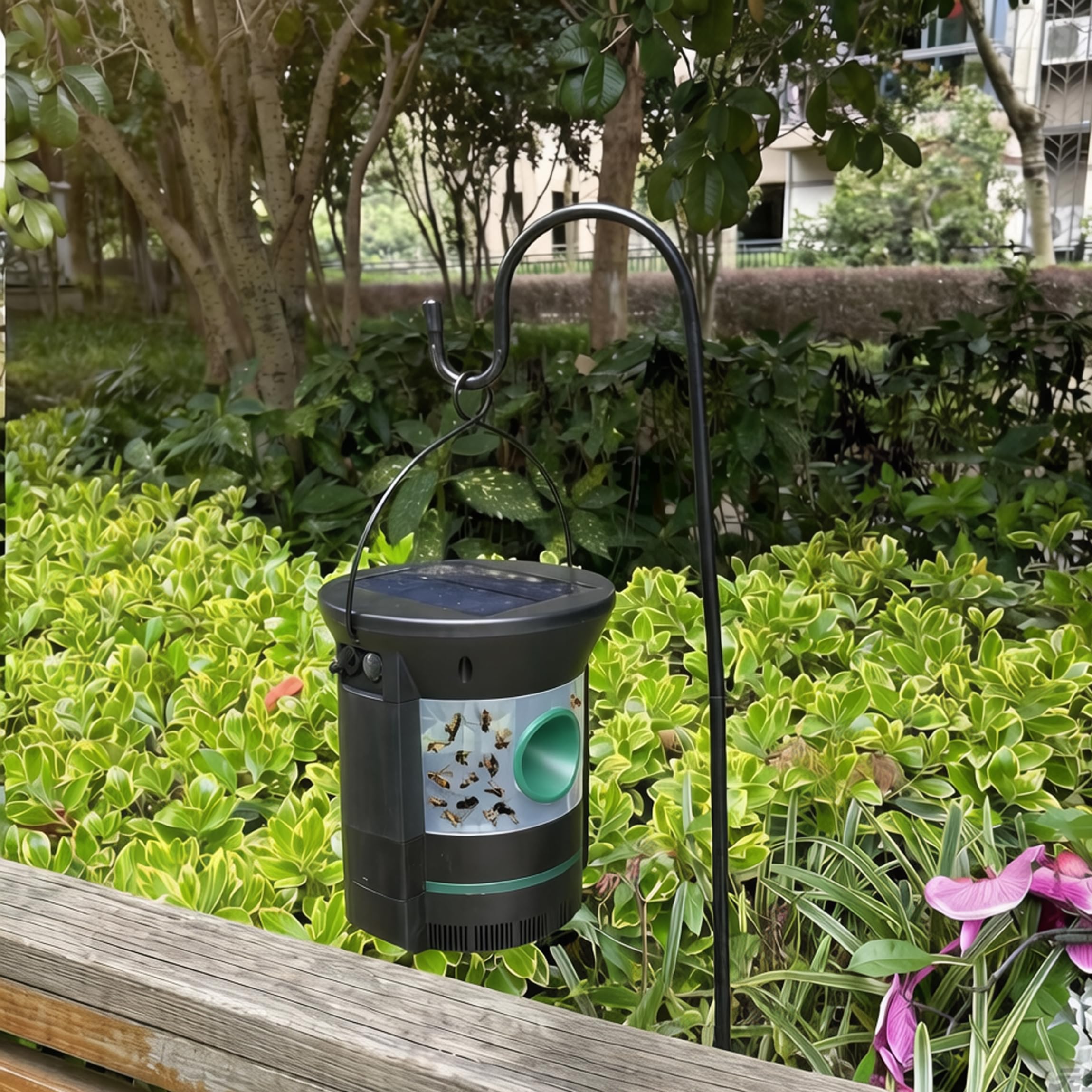Piège à guêpes Suspendu pour l'extérieur à énergie Solaire Double LED avec Piquet en Aluminium pour Jardin et pelouse.
