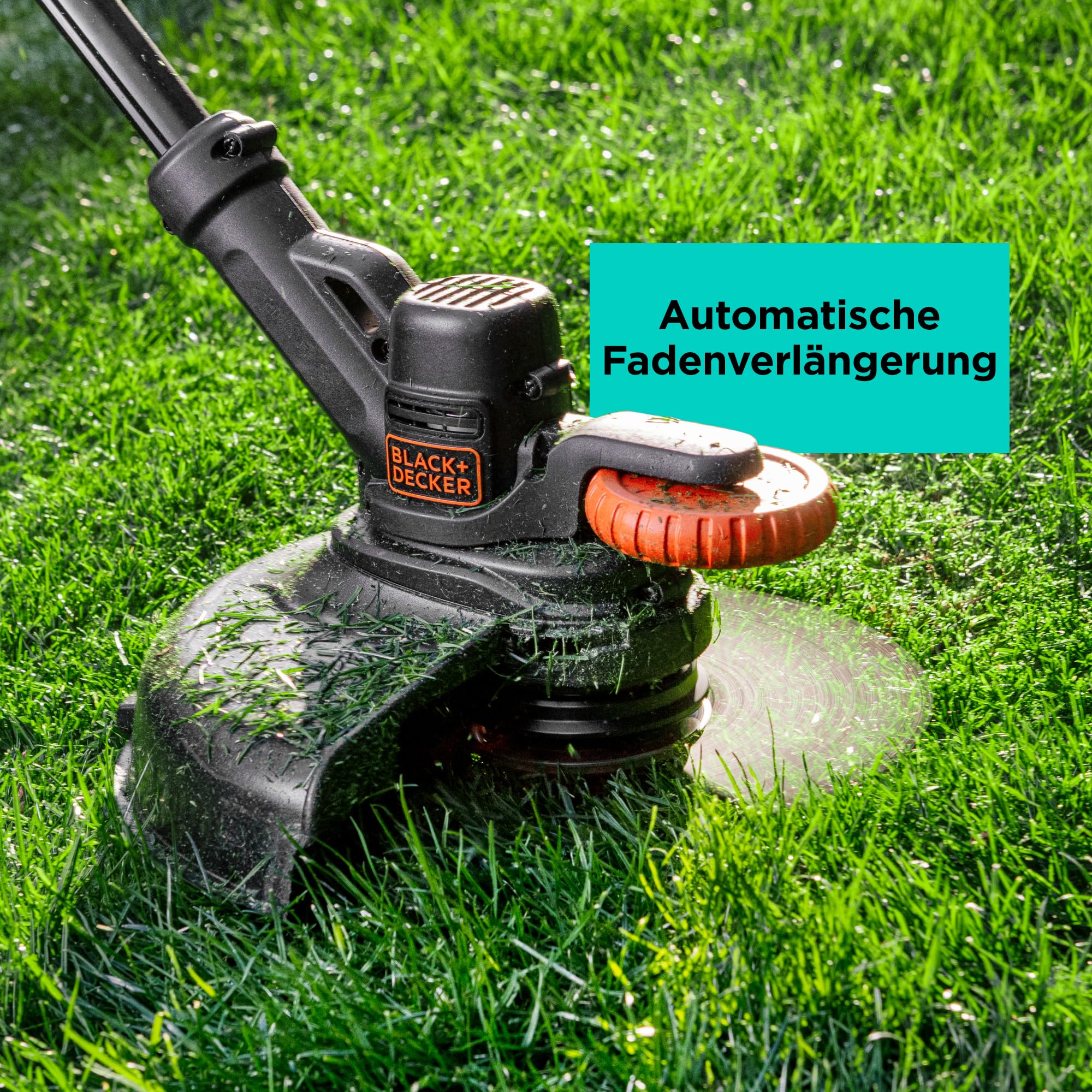 BLACK+DECKER 18V Akku-Rasentrimmer (28 cm Schnittbreite, AFS Reflex Fadenverlängerung, verstellbarer Zweithandgriff, mit Führungsrad, Lieferung ohne Akku und Ladegerät) BCST918B