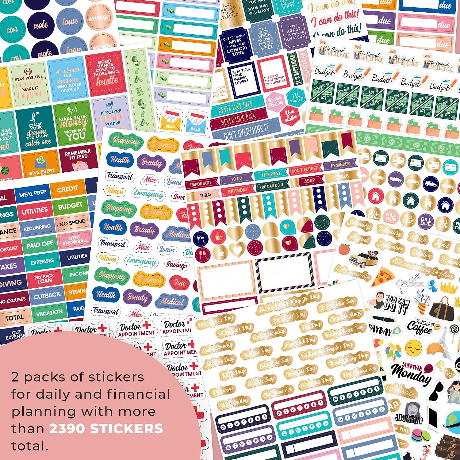 Clever Fox Luxury Gift Bundle — Weekly & Monthly Planner Premium, Stickers Value Pack, Stickers Budget Pack & Financial Planner Premium – Life Organizers for Time Management, Goals & Productivity
