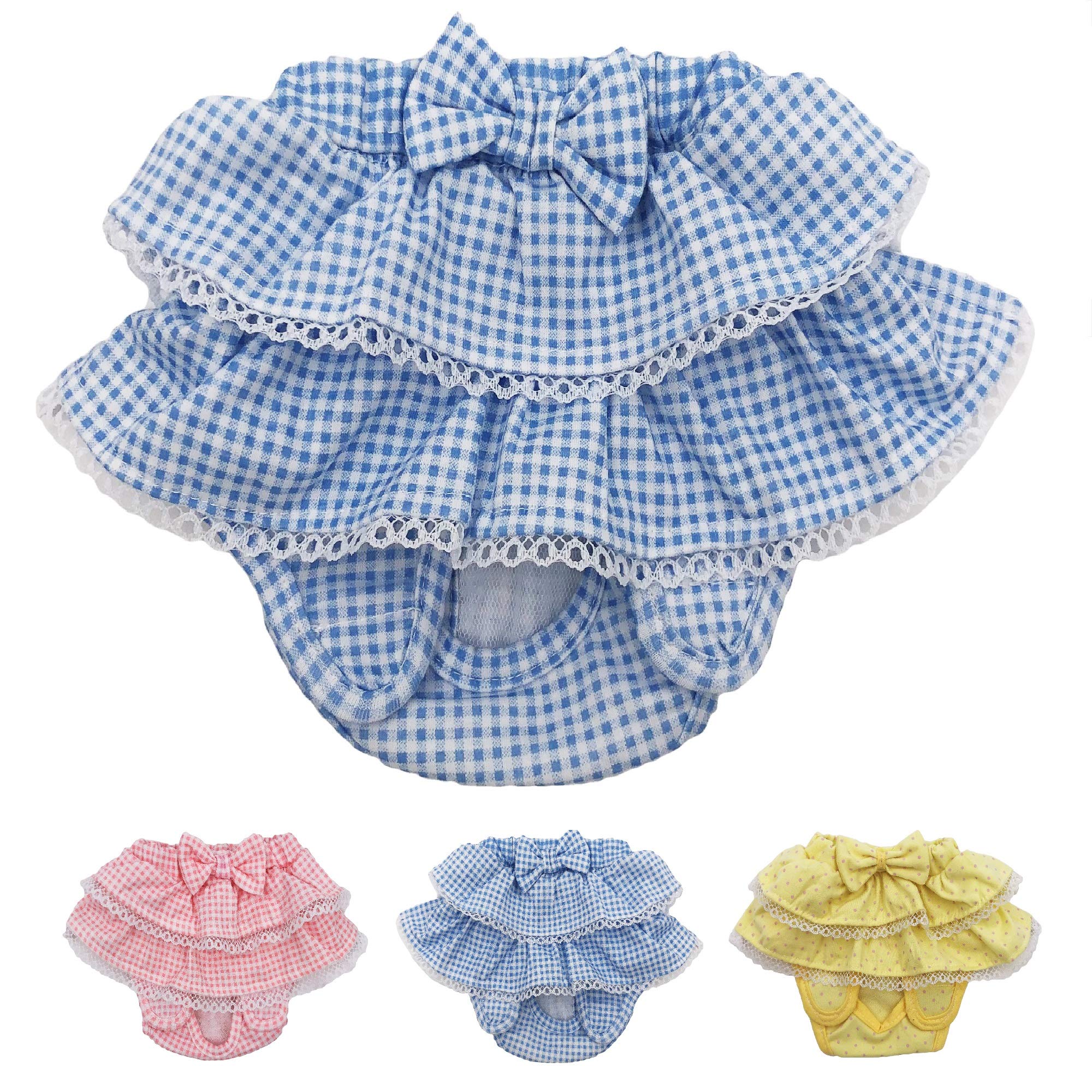 Jupe diaper femelle en coton bleu taille L pour petits chiens