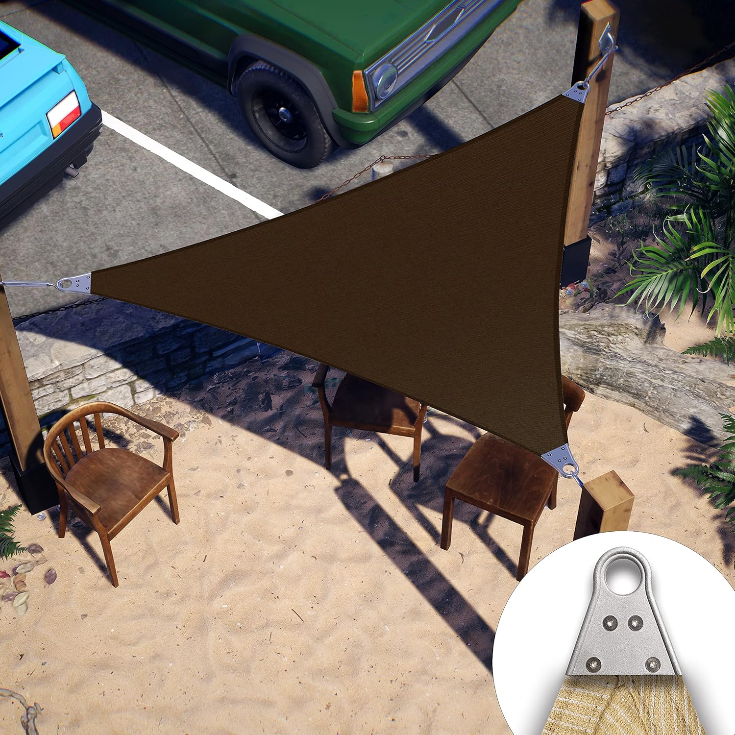 ColourTree Super Ring 21' x 30' x 36.62' Brown Right Triangle Customized Size Sun Shade Sail,Commercial Grade Canopy, Reinforced Corners & Edges, 260 GSM Fabric Heavy Duty -3 Years Warranty