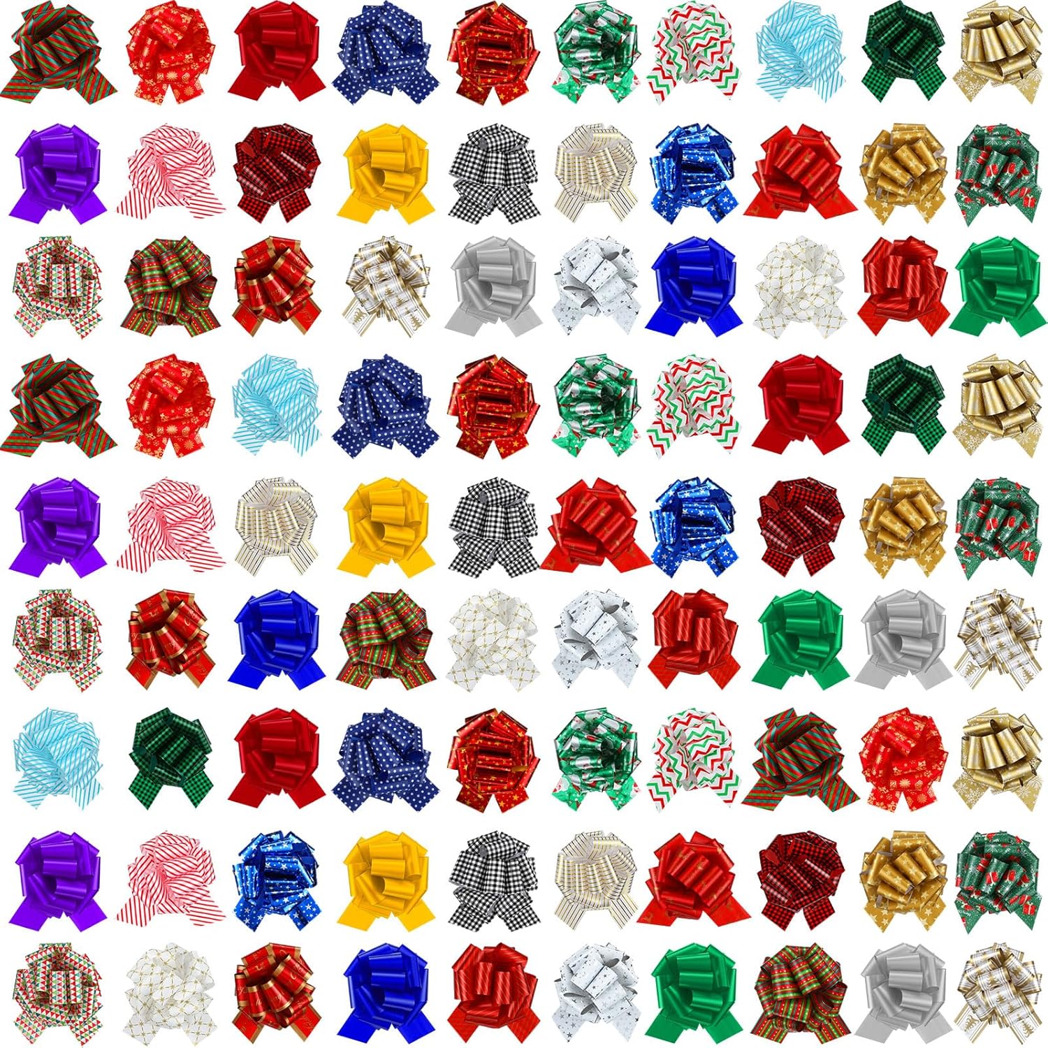 150 Pieces Christmas Pull Bows for Gift Wrapping 4.7 Inch Christmas Bows with Ribbon for DIY Craft Christmas Wrapping Gift Bag Decoration Christmas Birthday Anniversary Supplies