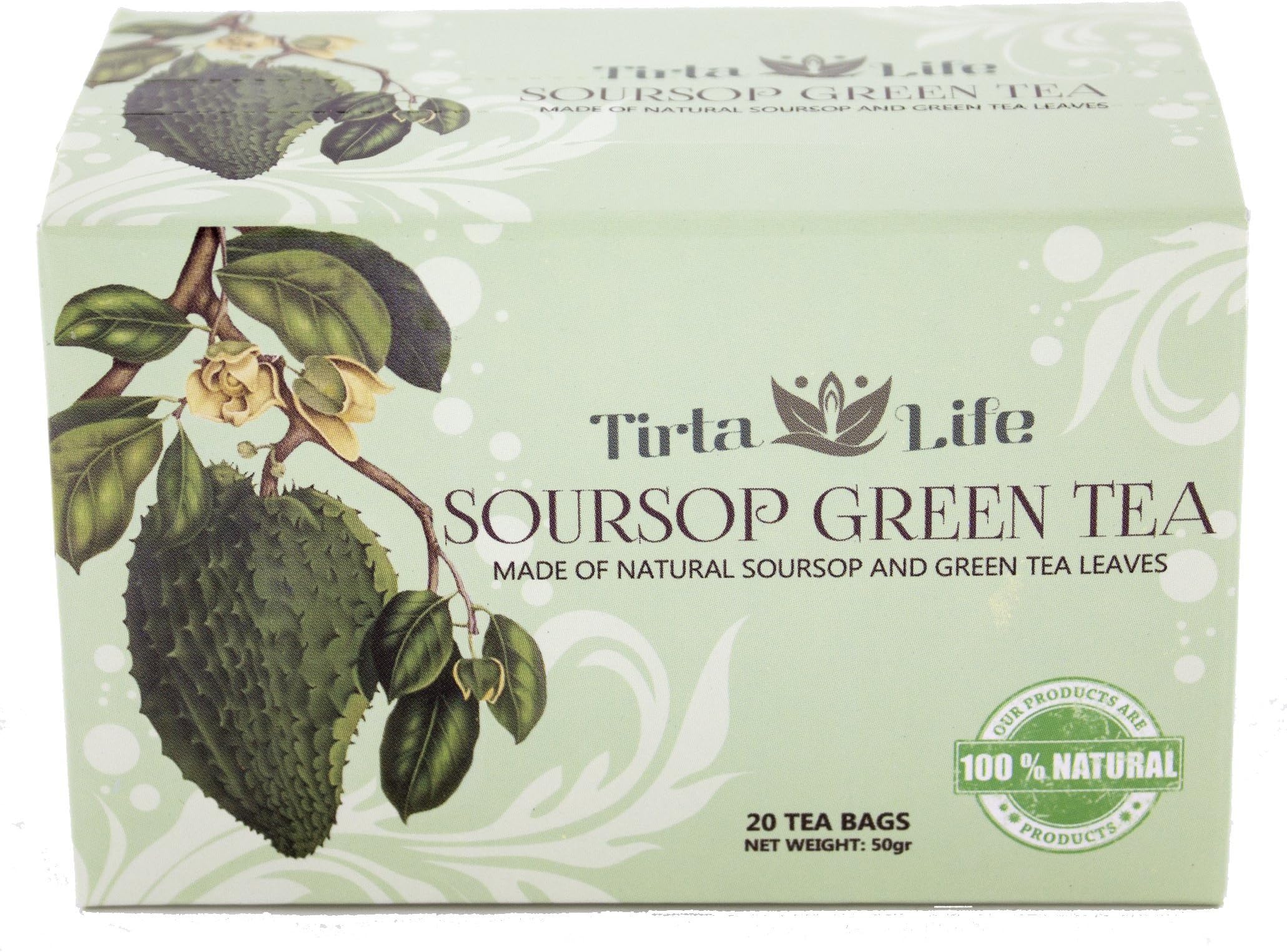 Tirta Life 100% All Natural Premium Soursop / Graviola / Guayabano Tea (20 Teabags) (Soursop Green Tea)