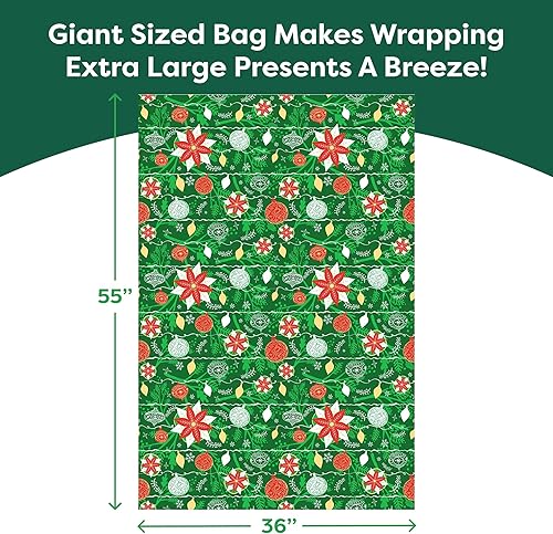 Miniatura 4 de Bolsa de regalo de Navidad extra grande de 56 x 36 pulgadas, bolsas de regalo grandes para regalo de Navidad, bolsas de regalo gigantes de plástico