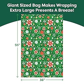 Large Christmas Gift Bag for Presents, Gifts - 1pc Heavy Duty Big Gift Sack with Tag & Tie - 56 x 36 - Extra Large Christmas Gift Bags Jumbo for Presents - XL Big Extra Large Gift Bag & Santa Bag