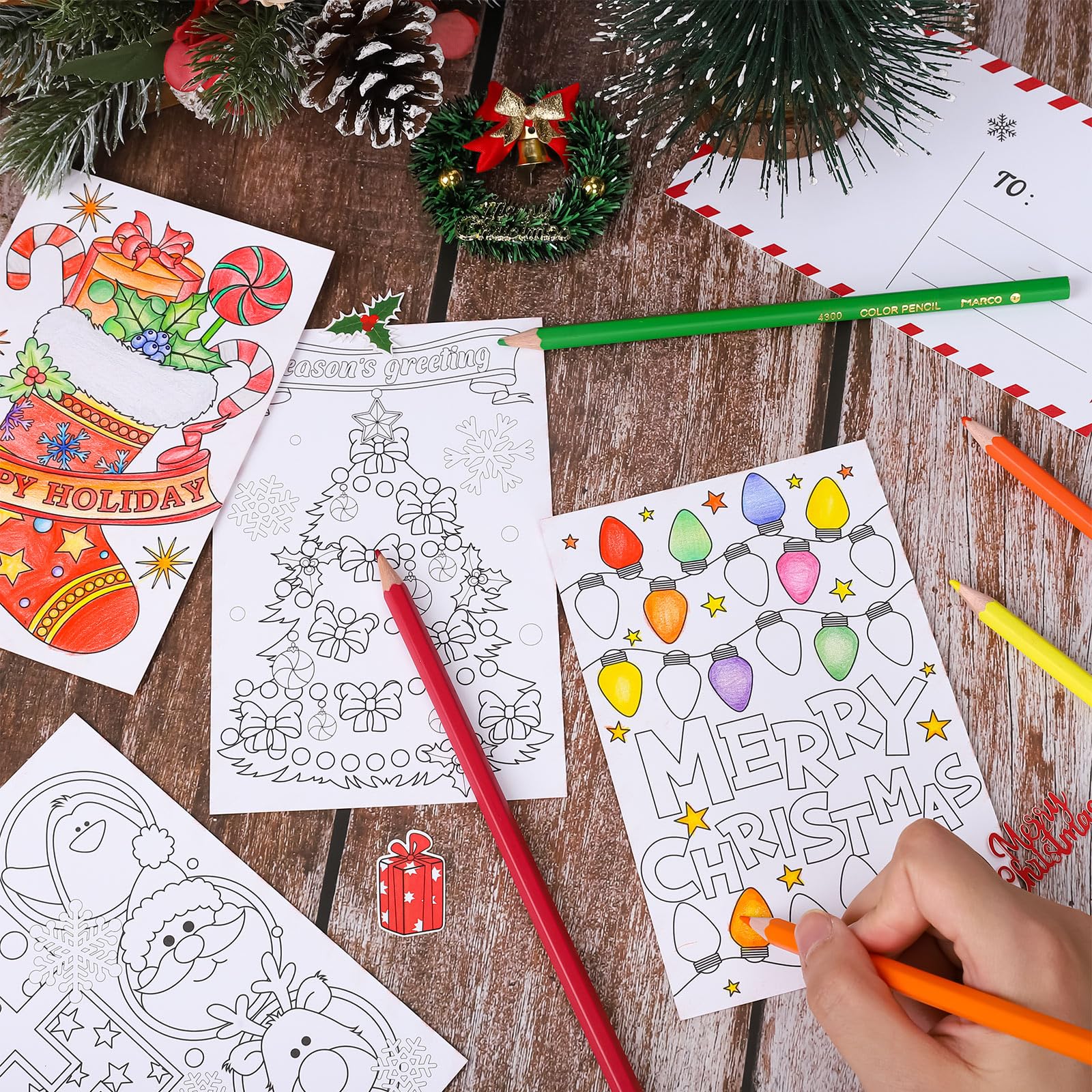 Amazon | Whaline 48枚パック ブランク クリスマス ぬりえ ポスト